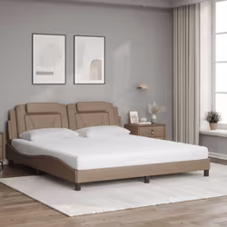 vidaXL Letto con Materasso Cappuccino 180x200cm Similpelle - Vista aggiuntiva 3