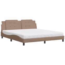 vidaXL Letto con Materasso Cappuccino 180x200cm Similpelle - Vista aggiuntiva 2