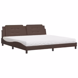 vidaXL Letto con Materasso Marrone 200x200cm in Similpelle - Vista aggiuntiva 2