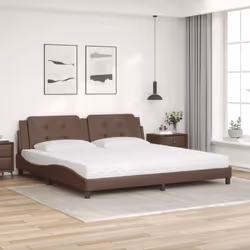 vidaXL Letto con Materasso Marrone 200x200cm in Similpelle - Vista aggiuntiva 3