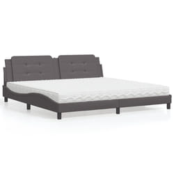 vidaXL Letto con Materasso Grigio 200x200 cm in Similpelle