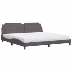 vidaXL Letto con Materasso Grigio 200x200 cm in Similpelle - Vista aggiuntiva 2