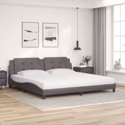 vidaXL Letto con Materasso Grigio 200x200 cm in Similpelle - Vista aggiuntiva 3