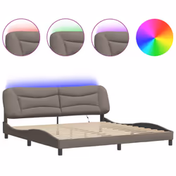 vidaXL Giroletto con LED senza Materasso Tortora 200x200 cm in Tessuto - Vista aggiuntiva 2