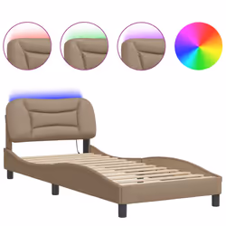 Giroletto con Luci LED Cappuccino 90x190 cm in Similpellecod mxl 91482 - Vista aggiuntiva 2