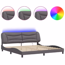 vidaXL Giroletto con Luci LED Grigio 200x200 cm in Similpelle - Vista aggiuntiva 2