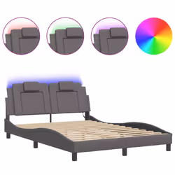 vidaXL Giroletto con Luci LED Grigio 140x190 cm in Similpelle - Vista aggiuntiva 2