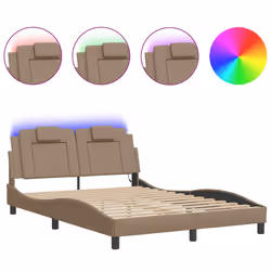 vidaXL Giroletto con Luci LED Cappuccino 140x190 cm in Similpelle - Vista aggiuntiva 2