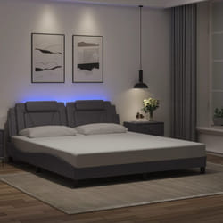 Vidaxl - Giroletto con Luci led Grigio 180x200 cm in Similpelle 479145