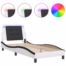 vidaXL Giroletto con Luci LED Bianco e Nero 80x200 cm in Similpelle - Vista aggiuntiva 2