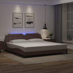 vidaXL Giroletto con Luci LED Marrone 200x200 cm in Similpelle