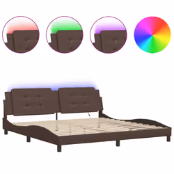 vidaXL Giroletto con Luci LED Marrone 200x200 cm in Similpelle - Vista aggiuntiva 2
