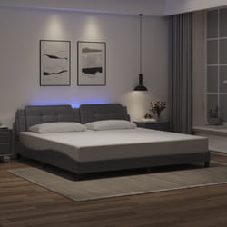 vidaXL Giroletto con Luci LED Grigio 200x200 cm in Similpelle