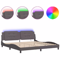 vidaXL Giroletto con Luci LED Grigio 200x200 cm in Similpelle - Vista aggiuntiva 2