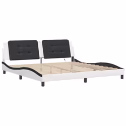 vidaXL Giroletto con Luci LED Bianco e Nero 200x200 cm in Similpelle - Vista aggiuntiva 3
