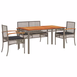 Set da Pranzo da Giardino 5 pz con Cuscini in Polyrattan Grigiocod mxl 114529 - Vista aggiuntiva 2