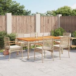 Vidaxl - Set da Pranzo da Giardino 7 pz con Cuscini Beige in Polyrattan
