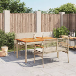 Vidaxl - Set da Pranzo da Giardino 3 pz con Cuscini Beige in Polyrattan