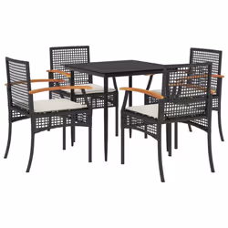 Set da Pranzo da Giardino 5 pz Nero con Cuscini in Polyrattancod mxl 90426 - Vista aggiuntiva 2