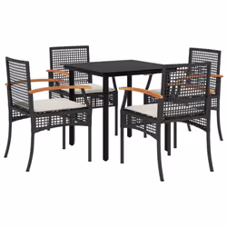 Set da Pranzo da Giardino 5 pz Nero con Cuscini in Polyrattancod mxl 114423 - Vista aggiuntiva 2