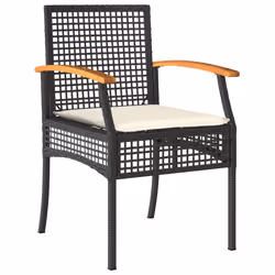 Set da Pranzo da Giardino 5 pz Nero con Cuscini in Polyrattancod mxl 114423 - Vista aggiuntiva 3