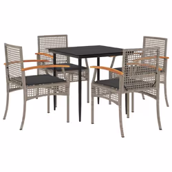 Set da Pranzo da Giardino 5 pz con Cuscini in Polyrattan Grigiocod mxl 89397 - Vista aggiuntiva 2