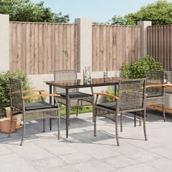 Set da Pranzo da Giardino 5 pz con Cuscini in Polyrattan Grigiocod mxl 113395