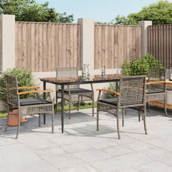 Set da Pranzo da Giardino 5 pz con Cuscini in Polyrattan Grigiocod mxl 89384