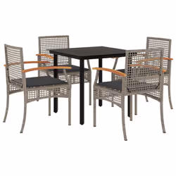 Set da Pranzo da Giardino 5 pz con Cuscini in Polyrattan Grigiocod mxl 90559 - Vista aggiuntiva 2
