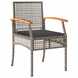 Set da Pranzo da Giardino 5 pz con Cuscini in Polyrattan Grigiocod mxl 90559 - Vista aggiuntiva 3