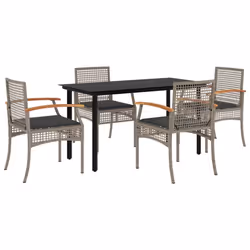Set da Pranzo da Giardino 5 pz con Cuscini in Polyrattan Grigiocod mxl 113368 - Vista aggiuntiva 2