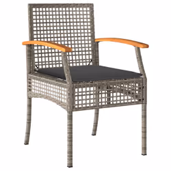 Set da Pranzo da Giardino 5 pz con Cuscini in Polyrattan Grigiocod mxl 113368 - Vista aggiuntiva 3
