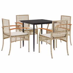 Set da Pranzo da Giardino 5 pz con Cuscini Beige in Polyrattancod mxl 114832 - Vista aggiuntiva 2