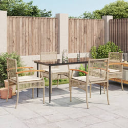 Set da Pranzo da Giardino 5 pz con Cuscini Beige in Polyrattancod mxl 90557
