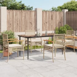 Set da Pranzo da Giardino 5 pz con Cuscini Beige in Polyrattancod mxl 113396