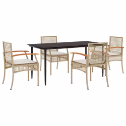 Set da Pranzo da Giardino 5 pz con Cuscini Beige in Polyrattancod mxl 113396 - Vista aggiuntiva 2