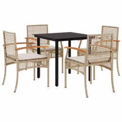 Set da Pranzo da Giardino 5 pz con Cuscini Beige in Polyrattancod mxl 90857 - Vista aggiuntiva 2
