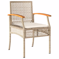 Set da Pranzo da Giardino 5 pz con Cuscini Beige in Polyrattancod mxl 113388 - Vista aggiuntiva 3
