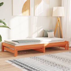 vidaXL Divano con Letto Estraibile Marrone Cera 90x190cm Massello Pino