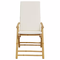 VidaXL 3208927 sedia da esterno Terrazzo Seduta imbottita Bamboo Crema, Bianco - Vista aggiuntiva 5