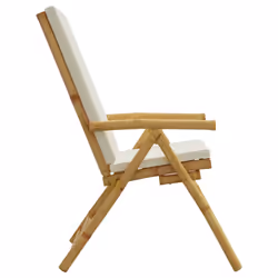 VidaXL 3208928 sedia da esterno Terrazzo Seduta imbottita Bamboo Crema, Bianco - Vista aggiuntiva 6