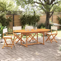 VidaXL 3208910 sedia da esterno Terrazzo Seduta imbottita Legno di acacia, Poliestere Crema, Bianco - Vista aggiuntiva 2