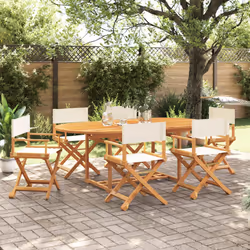 VidaXL 3208911 sedia da esterno Terrazzo Seduta imbottita Legno di acacia, Poliestere Crema, Bianco - Vista aggiuntiva 2