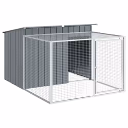 Casetta Cani con Corsa Antracite 153x194x110 cm Acciaio Zincatocod mxl 91143 - Vista aggiuntiva 2
