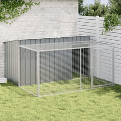 Casetta Cani con Corsa Antracite 197x194x110 cm Acciaio Zincato Vidaxl 96611