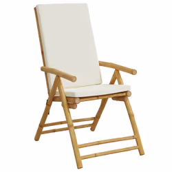 VidaXL 365875 sedia da esterno Terrazzo Seduta imbottita Bamboo Crema, Bianco - Vista aggiuntiva 4