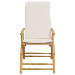 VidaXL 365875 sedia da esterno Terrazzo Seduta imbottita Bamboo Crema, Bianco - Vista aggiuntiva 5