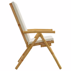 VidaXL 365875 sedia da esterno Terrazzo Seduta imbottita Bamboo Crema, Bianco - Vista aggiuntiva 6
