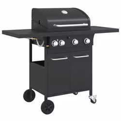 vidaXL Griglia Barbecue a Gas con 4 Bruciatori Nero in Acciaio - Vista aggiuntiva 2