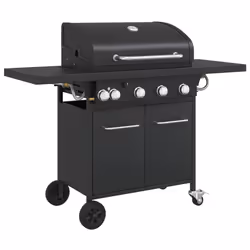 vidaXL Griglia Barbecue a Gas con 5 Bruciatori Nero in Acciaio - Vista aggiuntiva 2